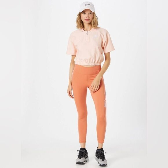 Nike Air Women's Pique Polo Cropped Top in Pink Size Small - Picture 3 of 9